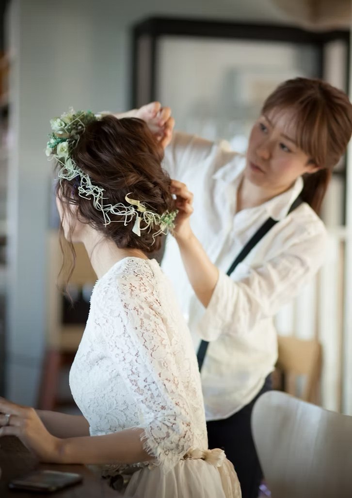 ヘアメイク中の様子